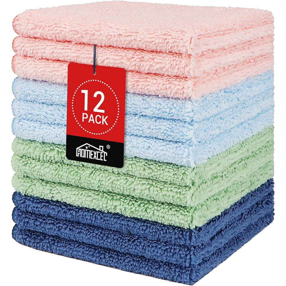 Homexcel microfiber washcloths 12 pack assorted colors