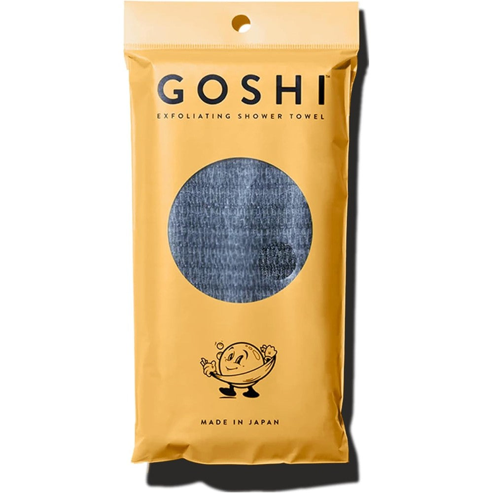 Goshi exfoliating shower towel grey front view