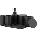 ZCCZ black matte bathroom accessories set front view on countertop