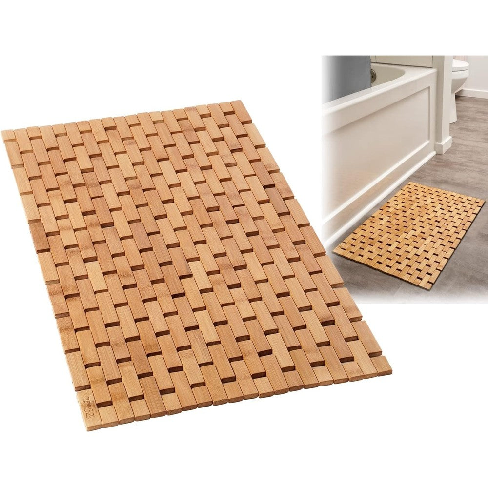 ZPirates bamboo bath mat front view for modern bathrooms