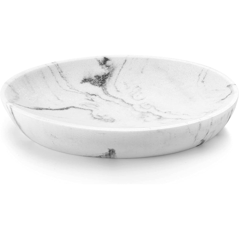 Luxspire Resin Soap Dish front view in Gravel White