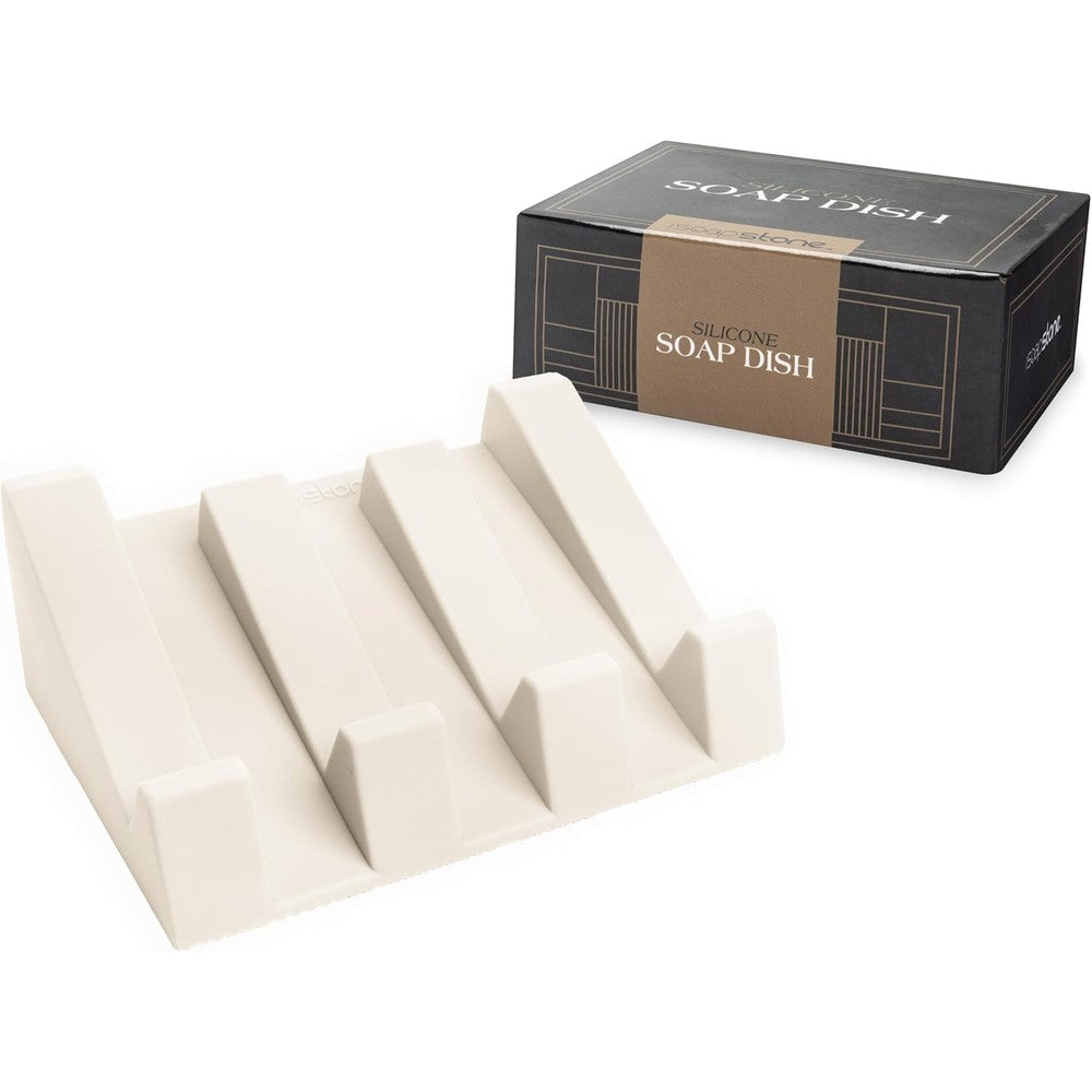 ISoapStone beige silicone soap dish front view