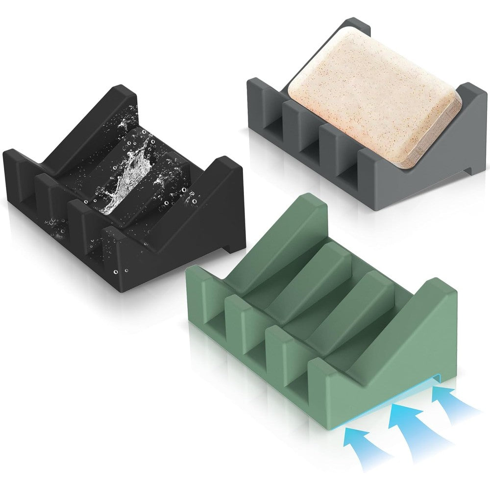 Egwon silicone self draining soap holder set of 3 pieces front view