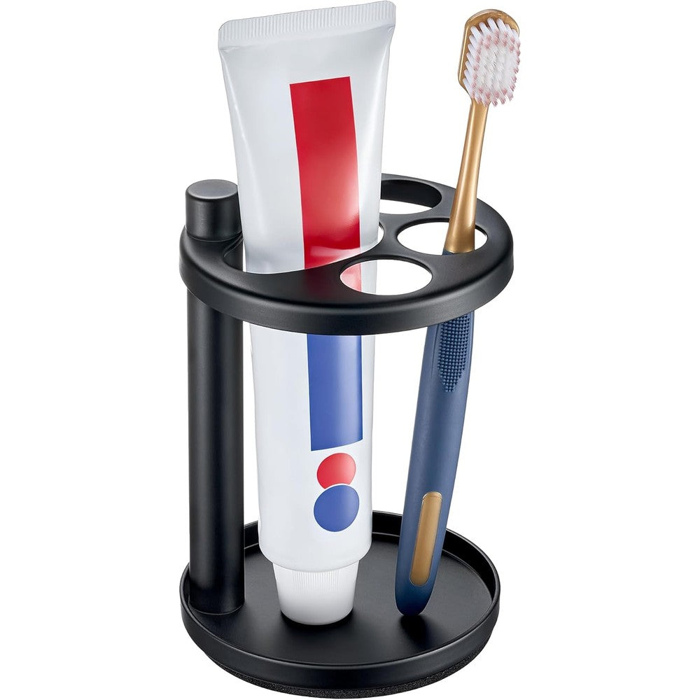 Josmimic metal toothbrush and toothpaste holder front view in black