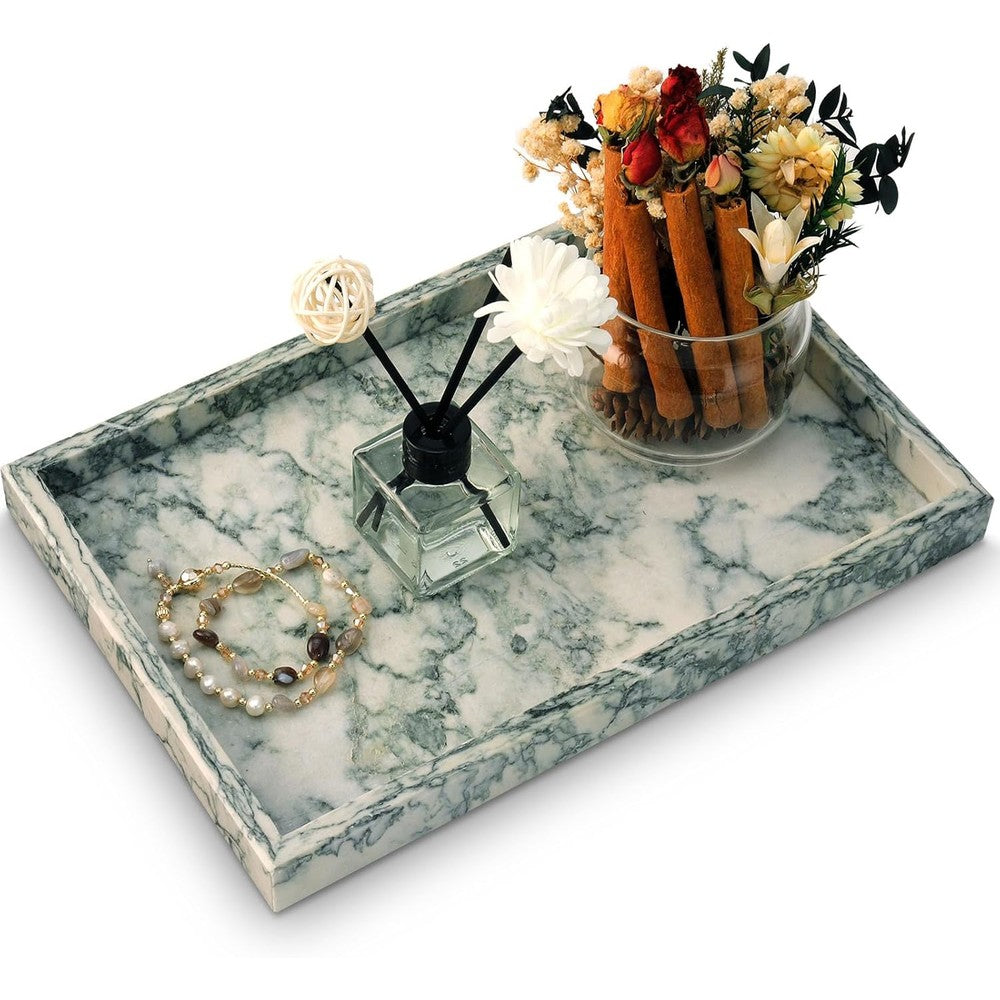 Mulwr pure natural marble vanity tray front view
