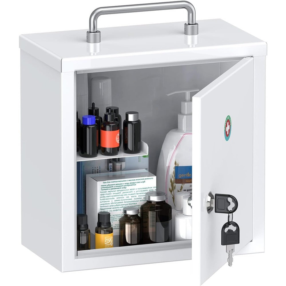 Uniclife wall mount medicine cabinet front view in white steel