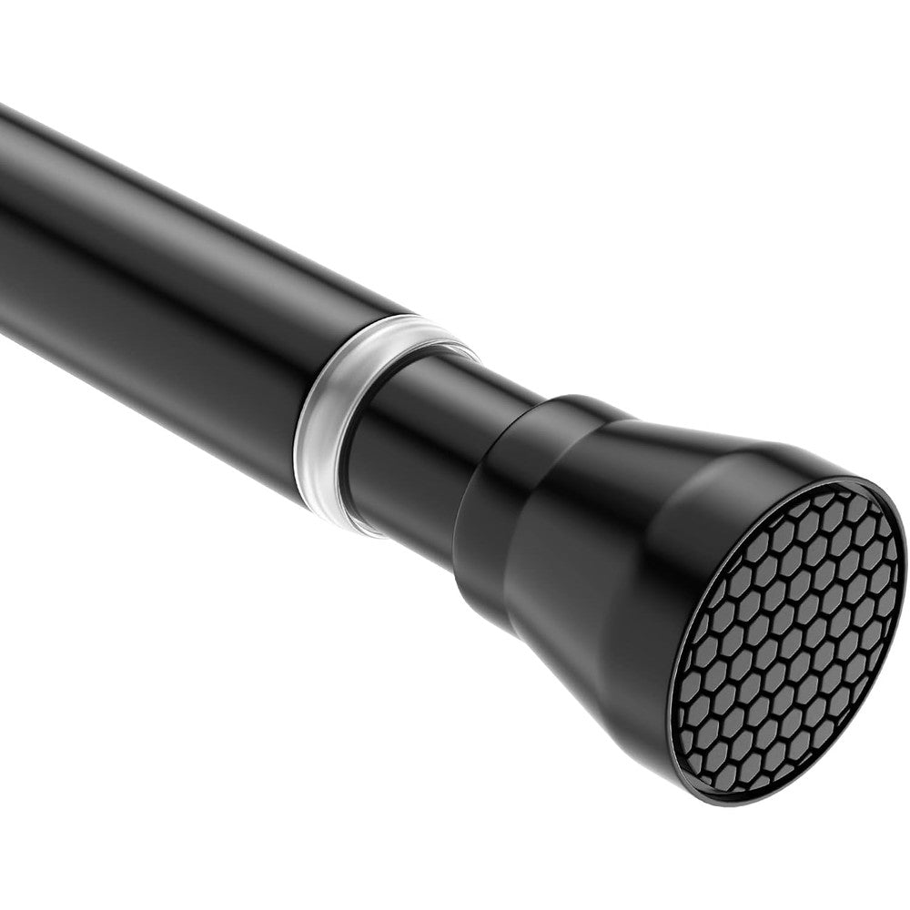 Siselba matte black adjustable stainless steel tension curtain rod front view
