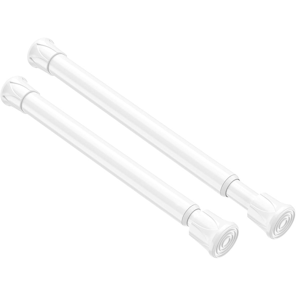 QINGYUN small spring tension curtain rod front view showing the slim white design.