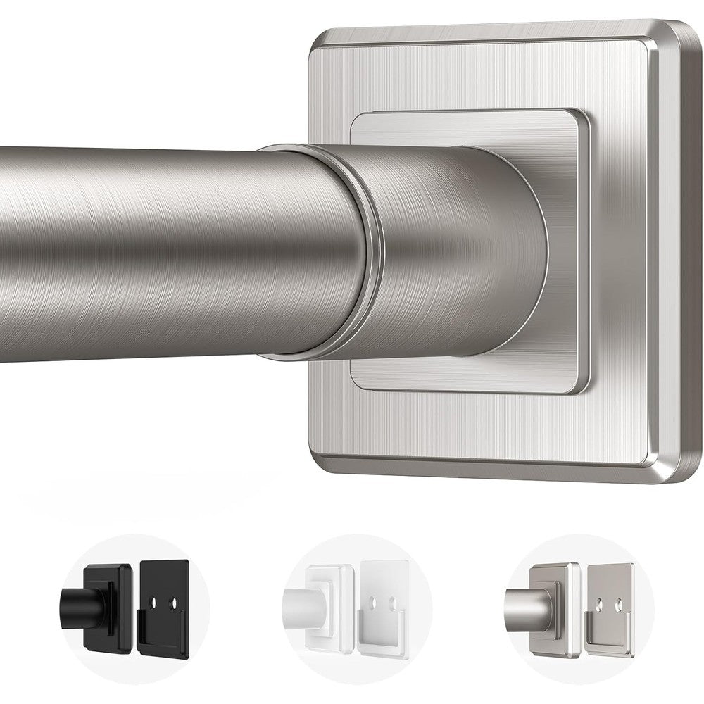Haryaers brushed nickel tension curtain rod front view
