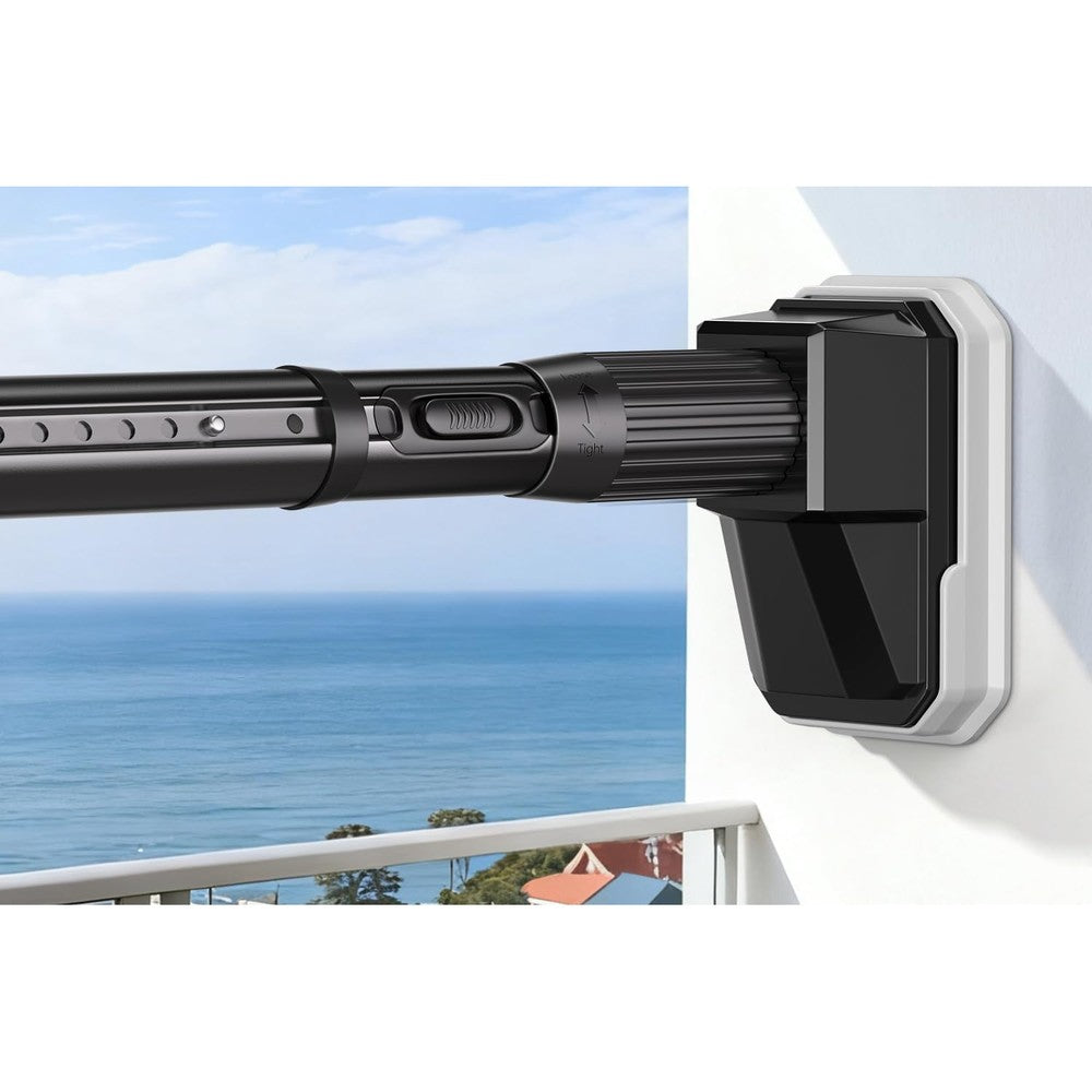 Fadoty Extra Long Tension Curtain Rod front view black finish