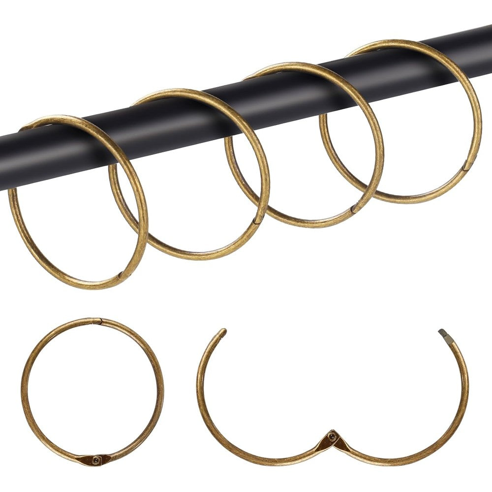 Mafegu 20 Pieces Metal Round Shower Curtain Hooks in Bronze finish front view