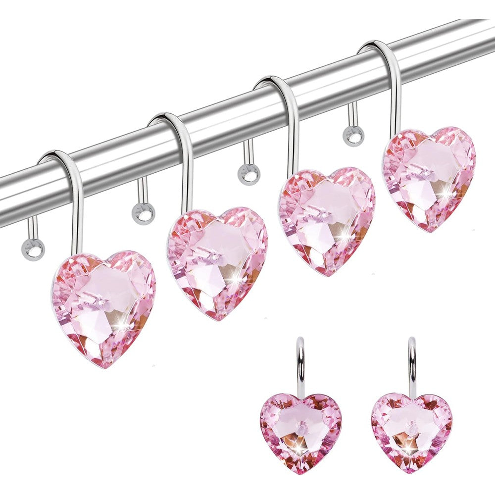 Yapicoco heart shaped shower curtain hooks set front view