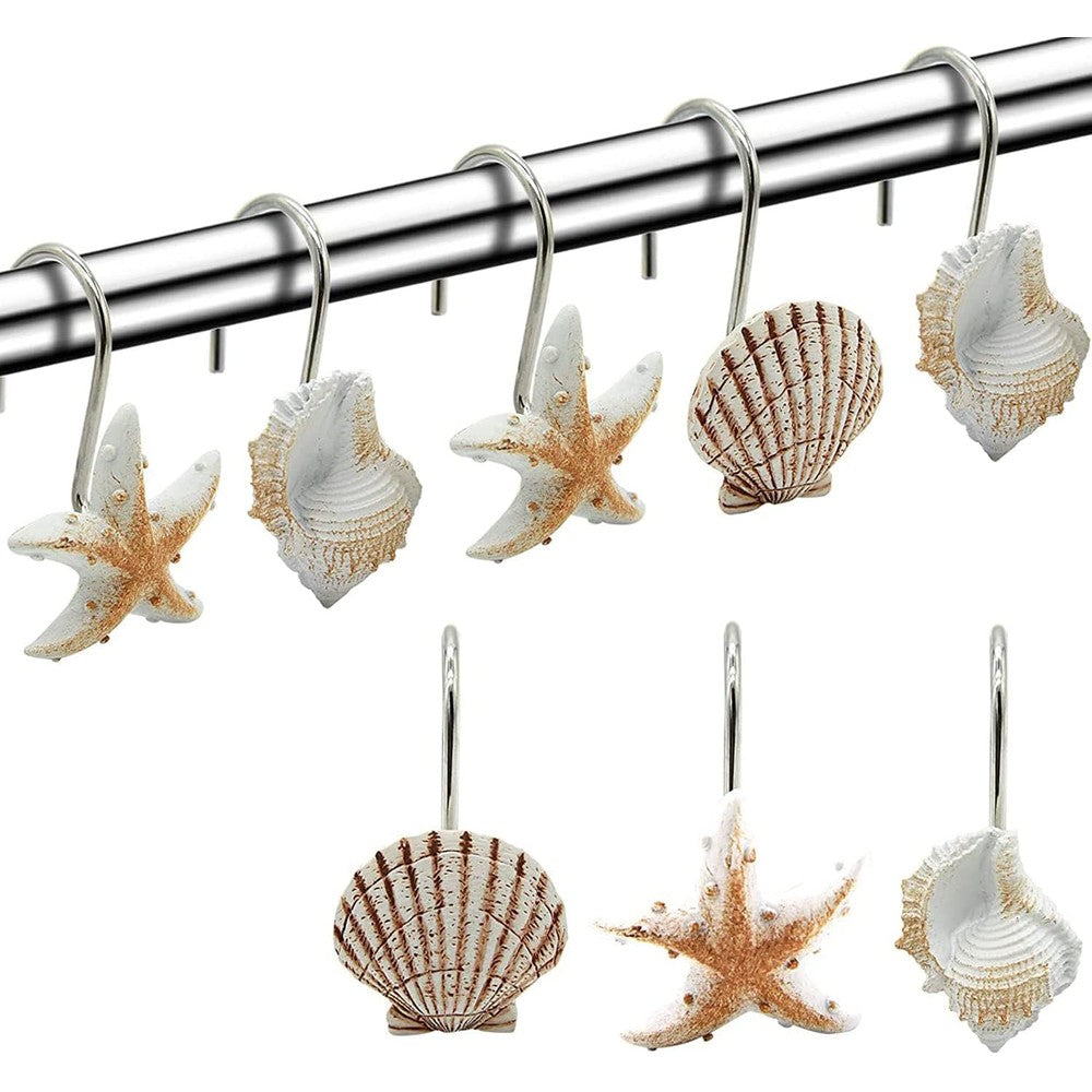 Finros seashell shower curtain hooks 12 piece set front view
