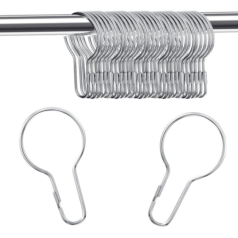 Queekay metal shower curtain hooks silver 60 pieces front view