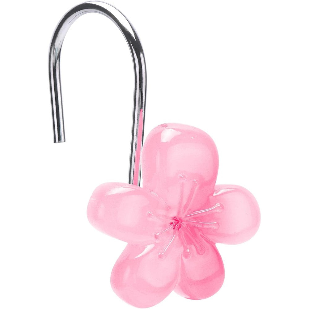 Simple Clever Homes 365 Pink Flower Shower Curtain Hooks front view