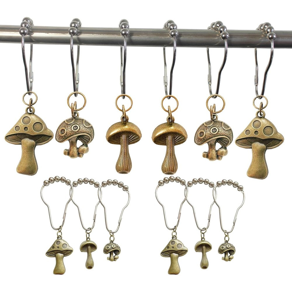 Daxingbu mushroom shower curtain hooks bronze set front view