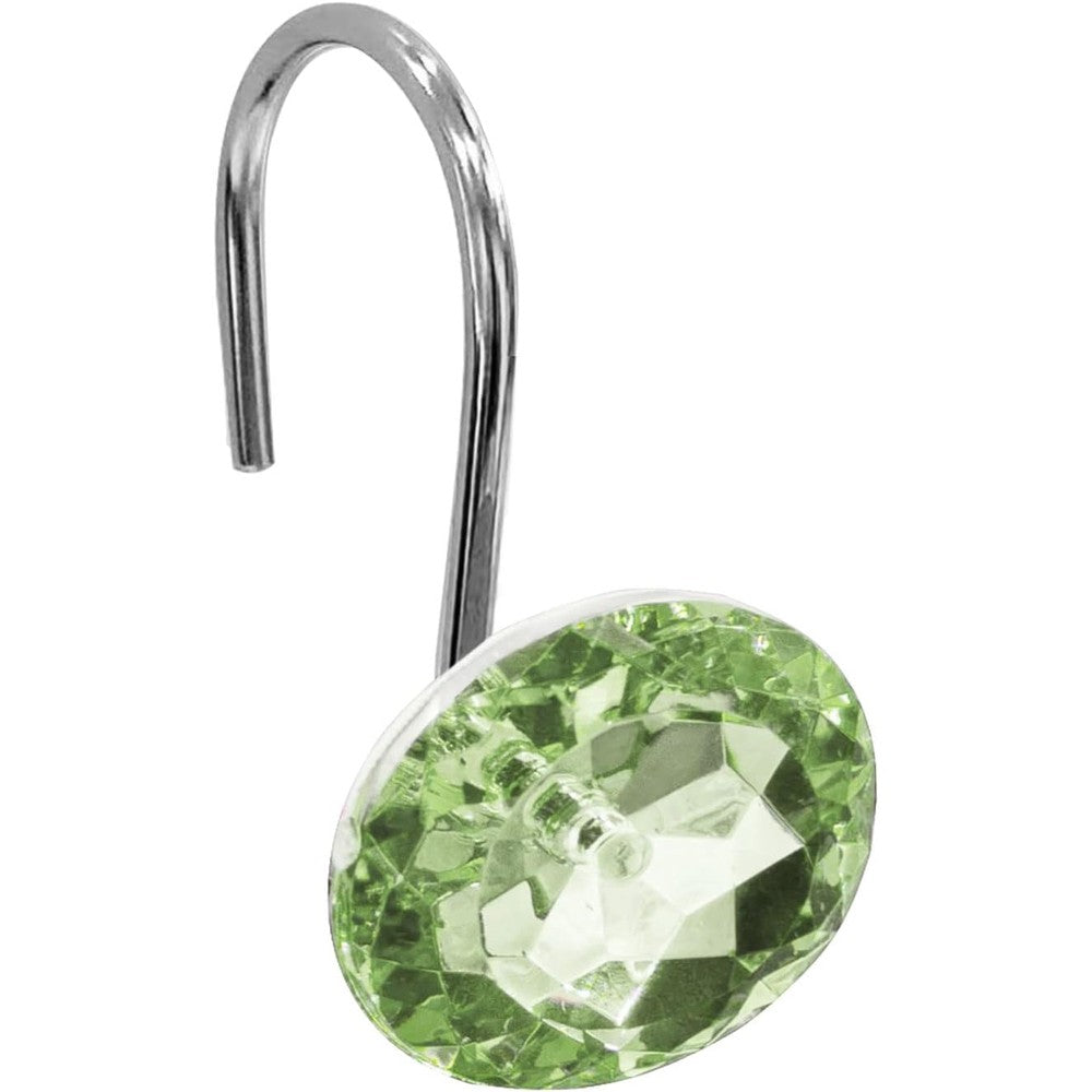 Gibelle diamond shower curtain hooks set of 12 in sage green