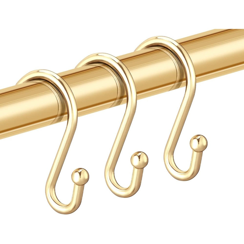 EleCharm gold S shaped shower curtain hooks 12 pack front view
