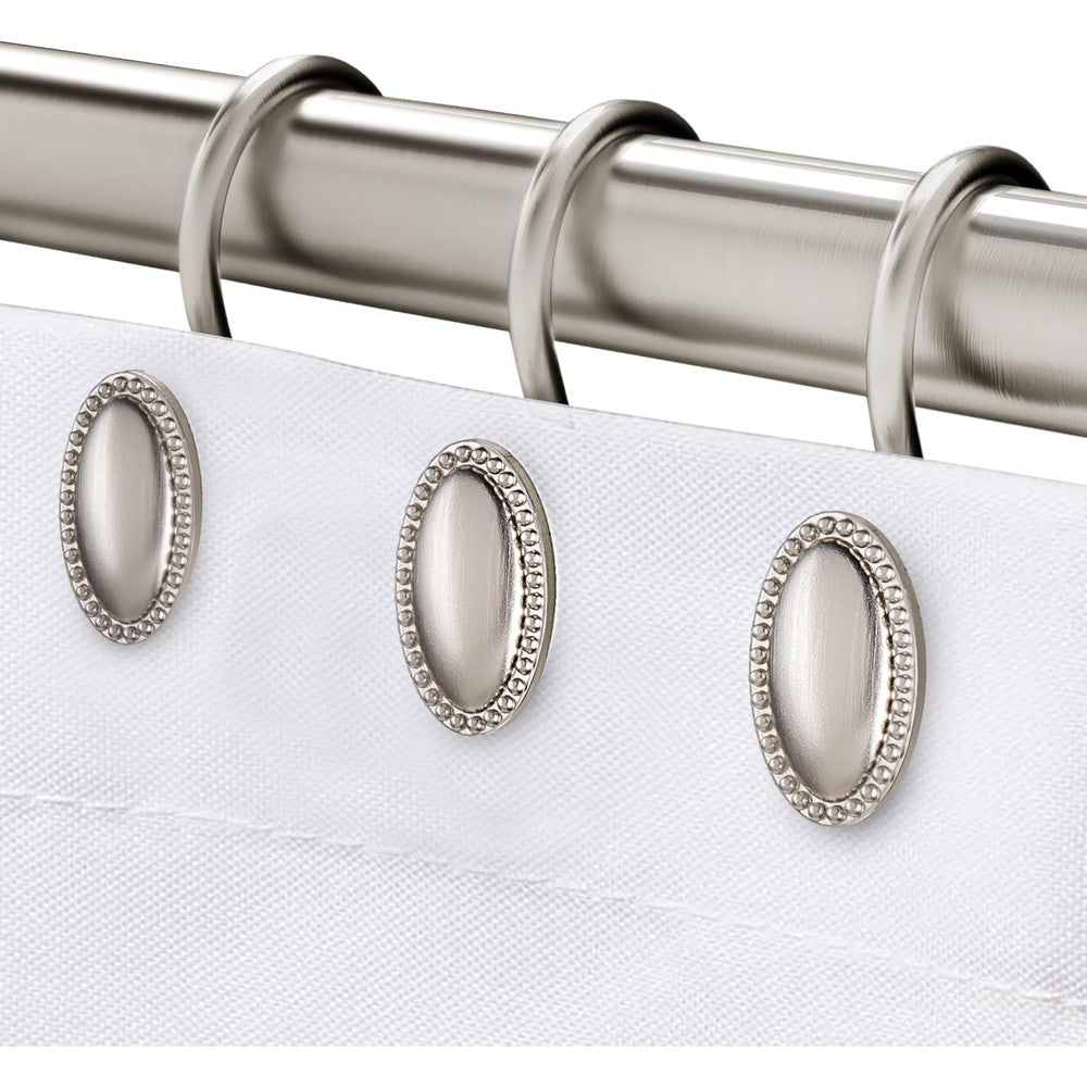 Itoplin brushed nickel shower curtain hooks front view