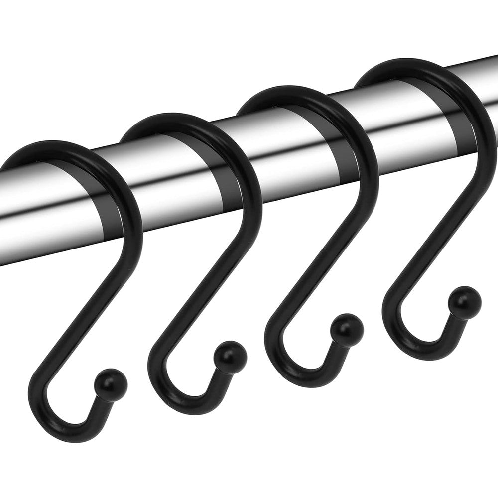 Gidse metal shower curtain hooks set of 12 black front view