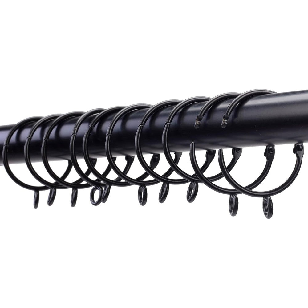 Zocang openable curtain rings with eyelets front view showing matte black finish