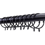 Zocang openable curtain rings with eyelets front view showing matte black finish