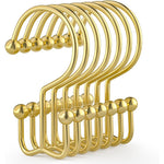 Goowin Gold Shower Curtain Hooks twelve piece set front view showing polished finish