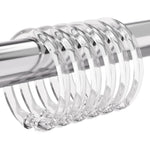 Amazer plastic shower curtain rings front view of clear clear O-shaped bathroom hooks.