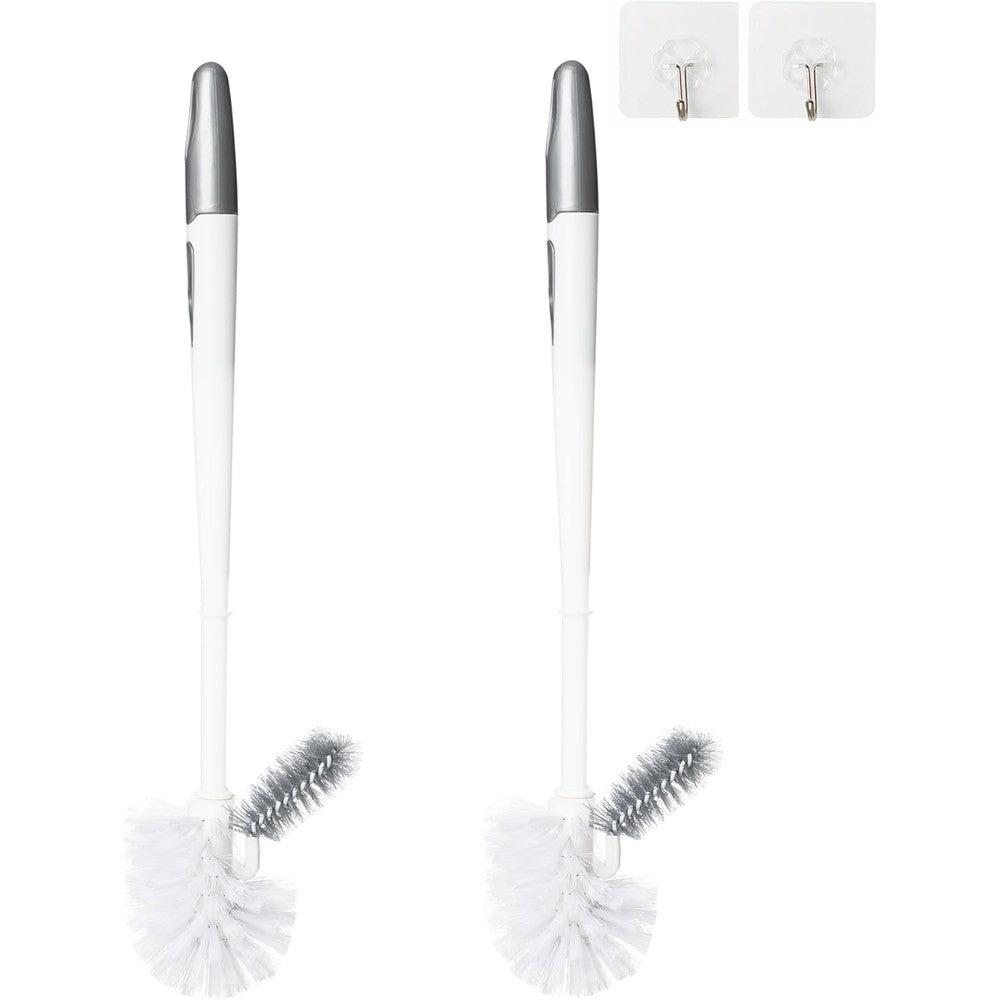 Ryhiac 2 pack grey toilet bowl brush set front view
