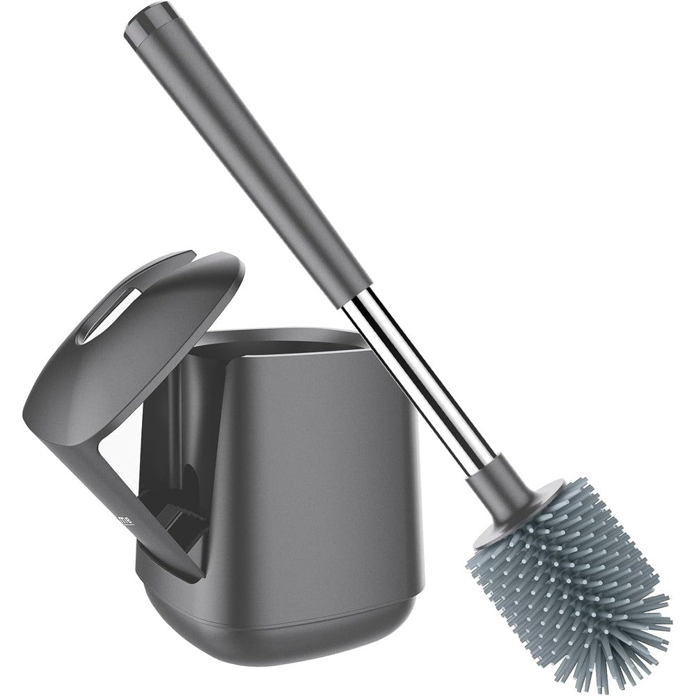SetSail silicone toilet bowl brush and holder front view grey