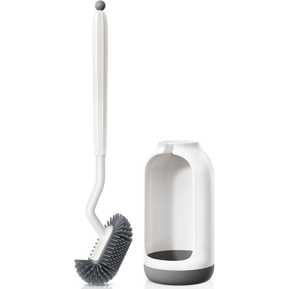 Hamitor toilet bowl brush and holder set white front view