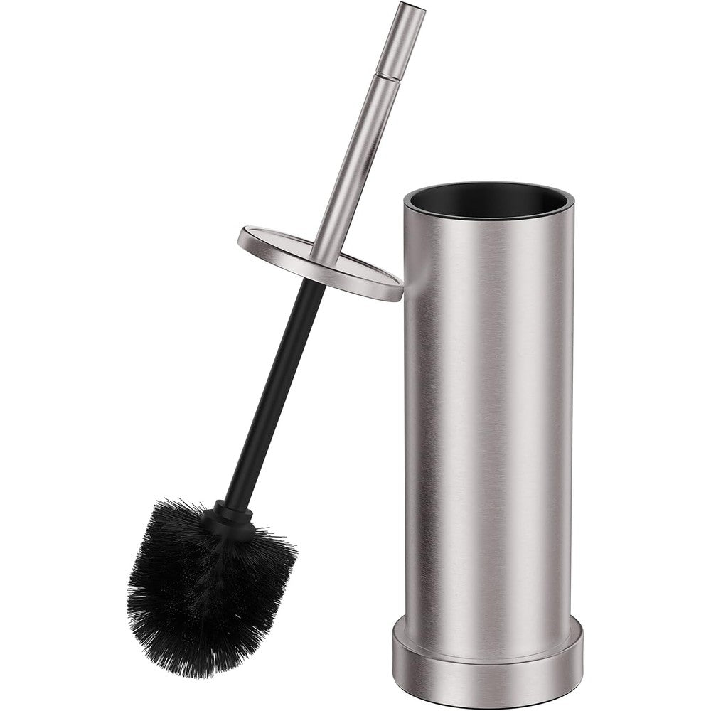 Kaxnuaxu Brushed Nickel Stainless Steel Toilet Brush Set front view