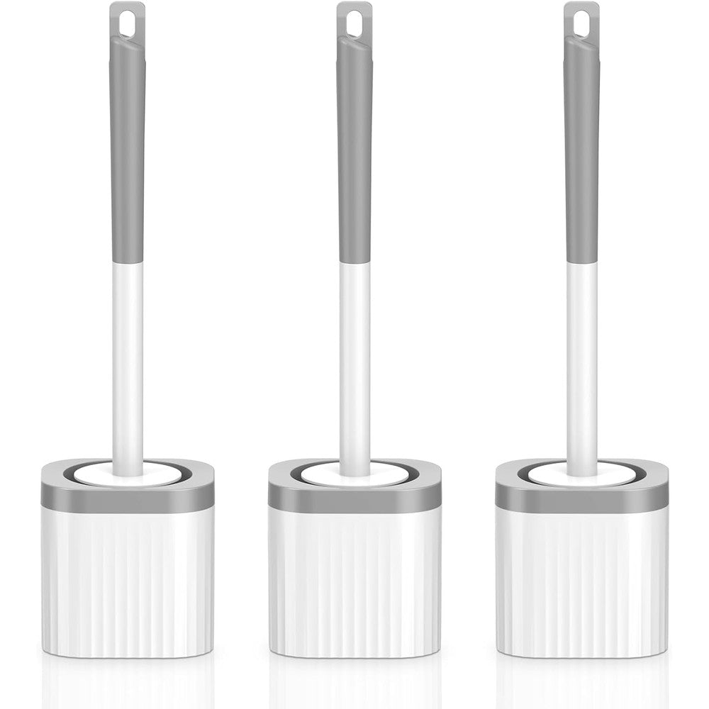 Ezkey 3 pack toilet brush and holder set front view