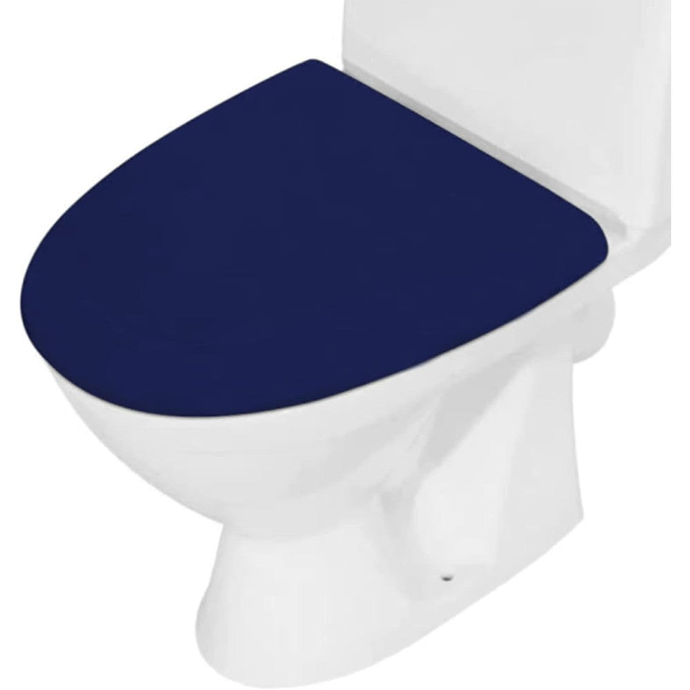 AZHCHKE stretch spandex toilet lid cover in navy blue front view showcasing snug fit