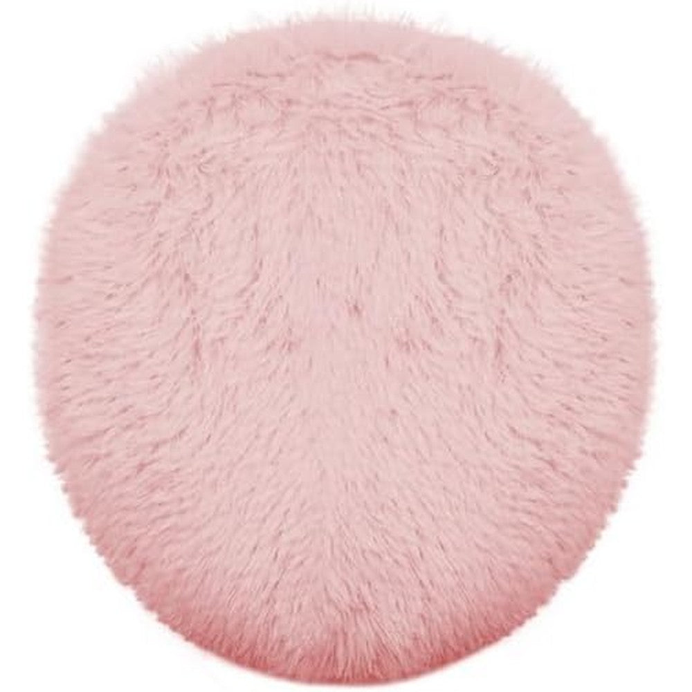Insun Soft Fluffy Toilet Seat Cover in pale pink front view for bathroom decor.