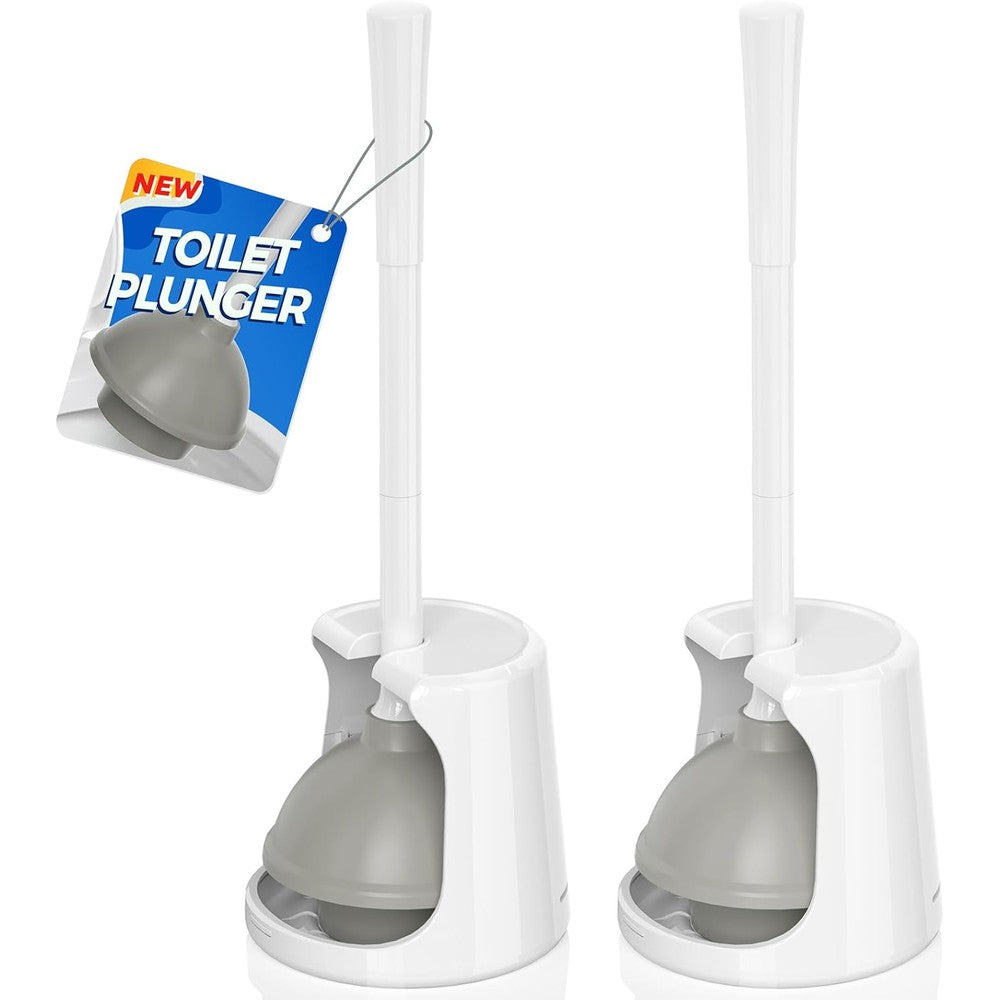 Lovloy heavy duty toilet plunger with holder front view