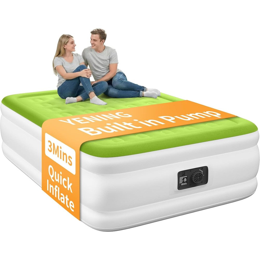 Yening full size air mattress front view with built in pump
