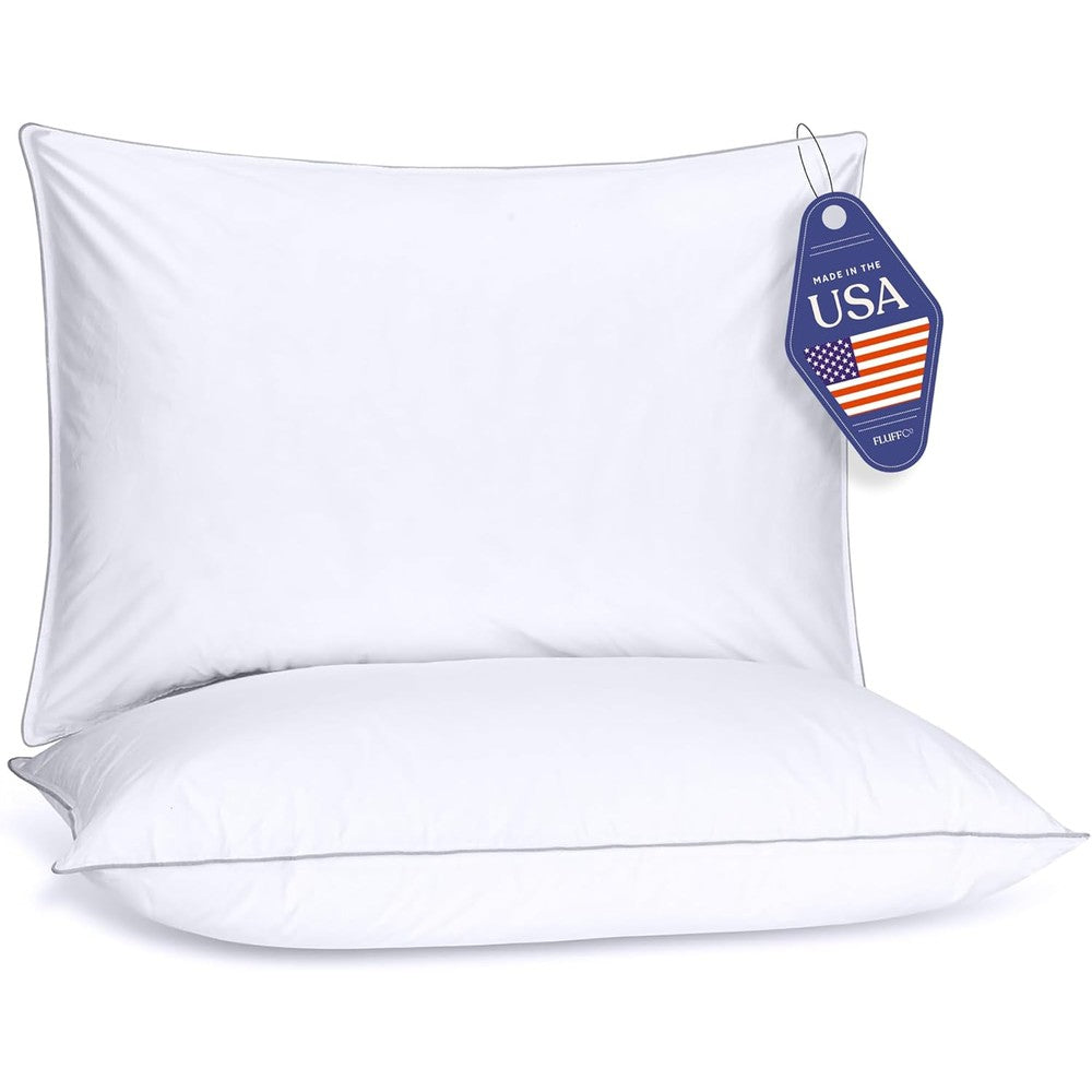 FluffCo Basics down alternative pillows front view set of two