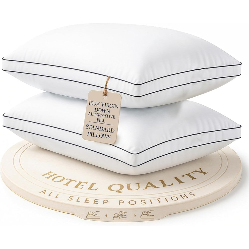 Lane Linen standard bed pillows set of two white front view