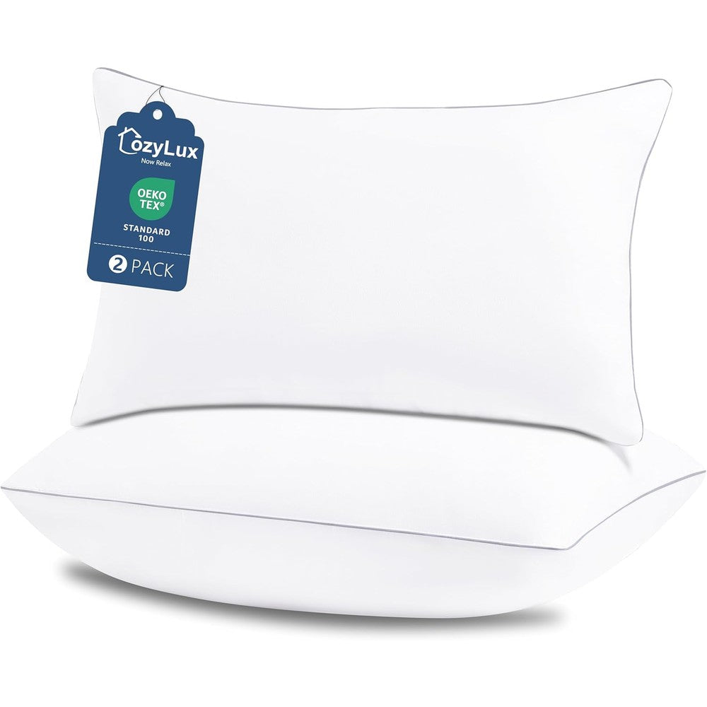 CozyLux queen size pillow set of two on a bed