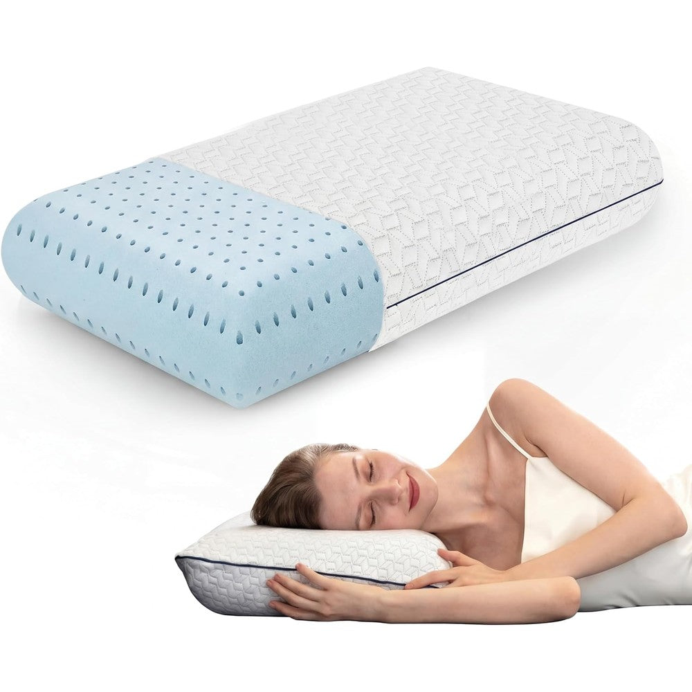 Vaverto cooling gel memory foam pillow standard size front view