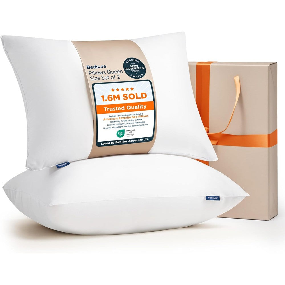 Bedsure queen size bed pillows set of two front view