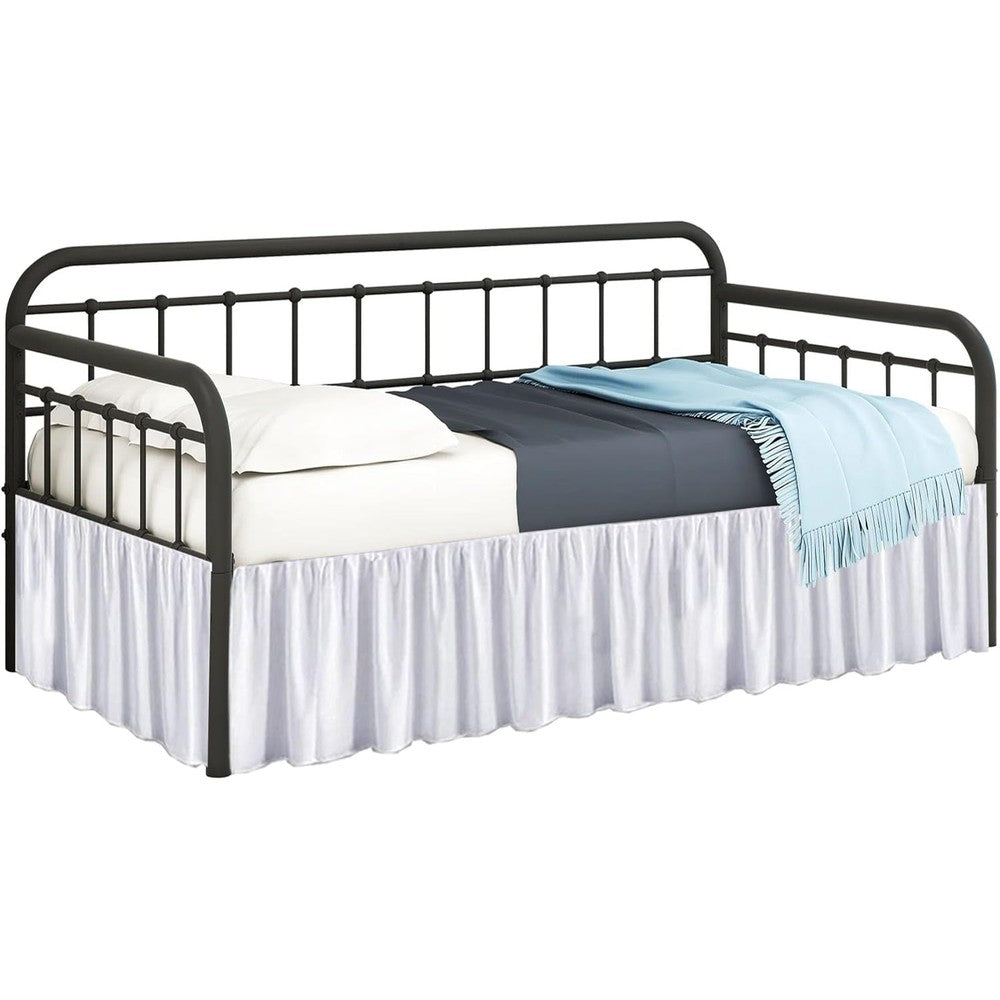 Sky Beddings ruffled daybed skirt white twin size front view