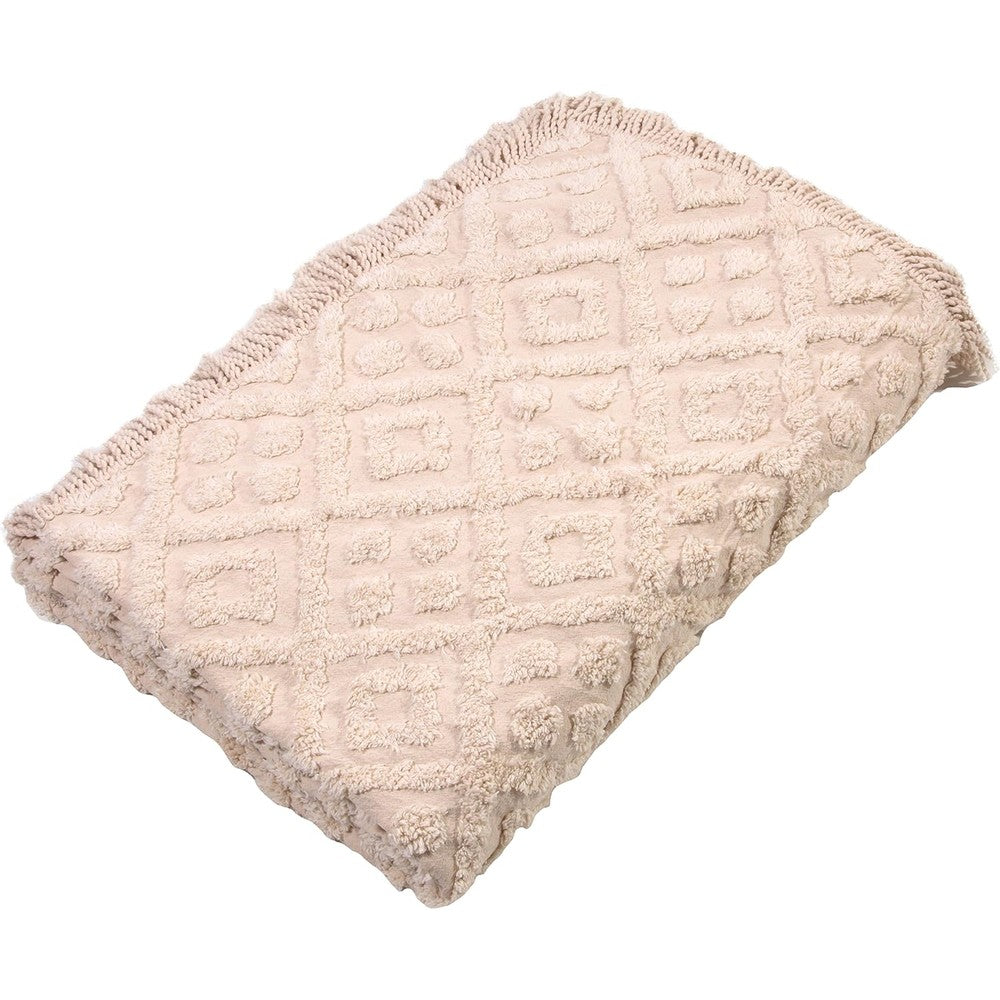 Stylemaster Diamond Tufted Chenille Bedspread Queen Ivory front view
