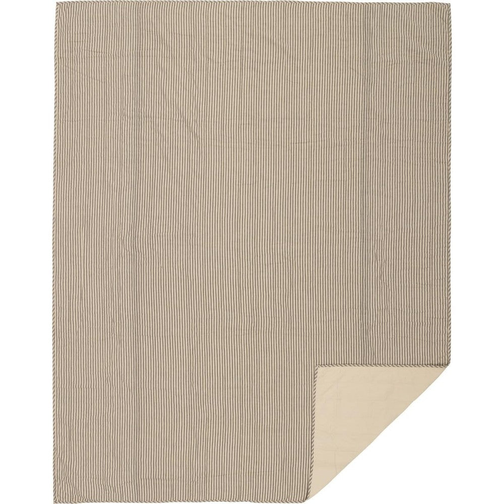 VHC Brands Sawyer Mill Ticking Stripe Quilt Twin Charcoal Grey front view