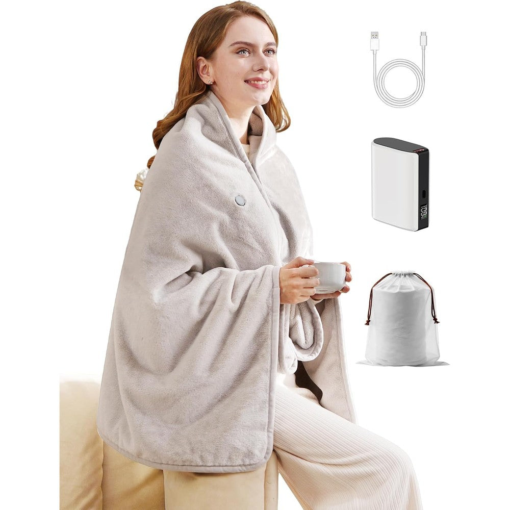 Zireot cordless heated blanket front view with battery pack