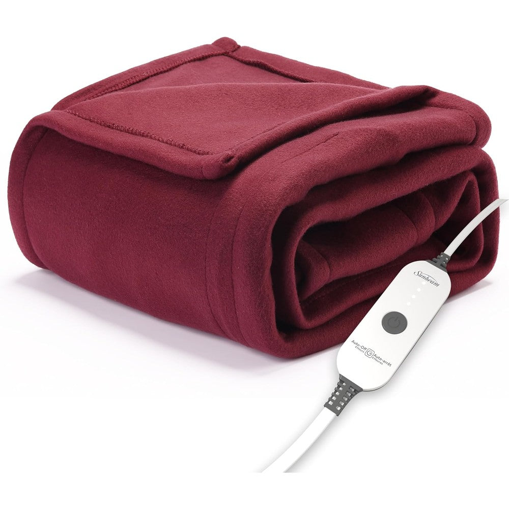 Sunbeam Royal Ultra Cabernet Heated Throw Blanket front view
