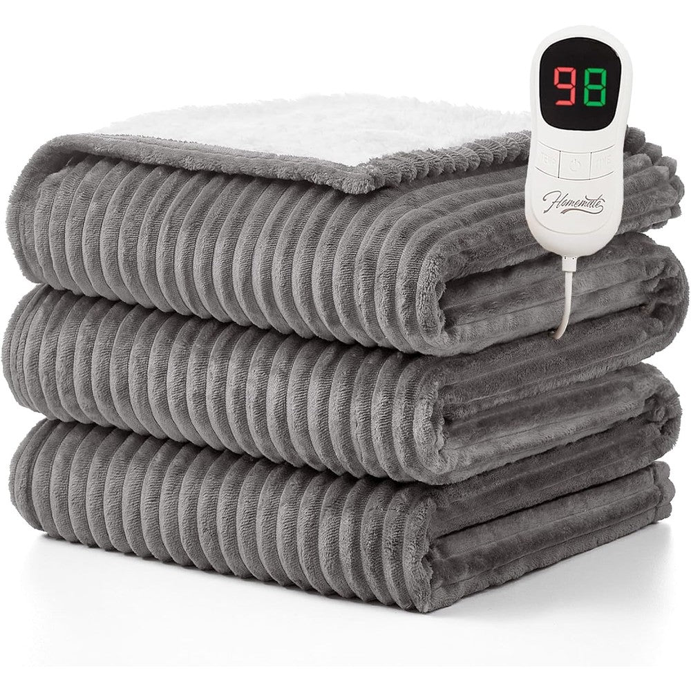 Homemate heated blanket electric throw front view showing soft texture