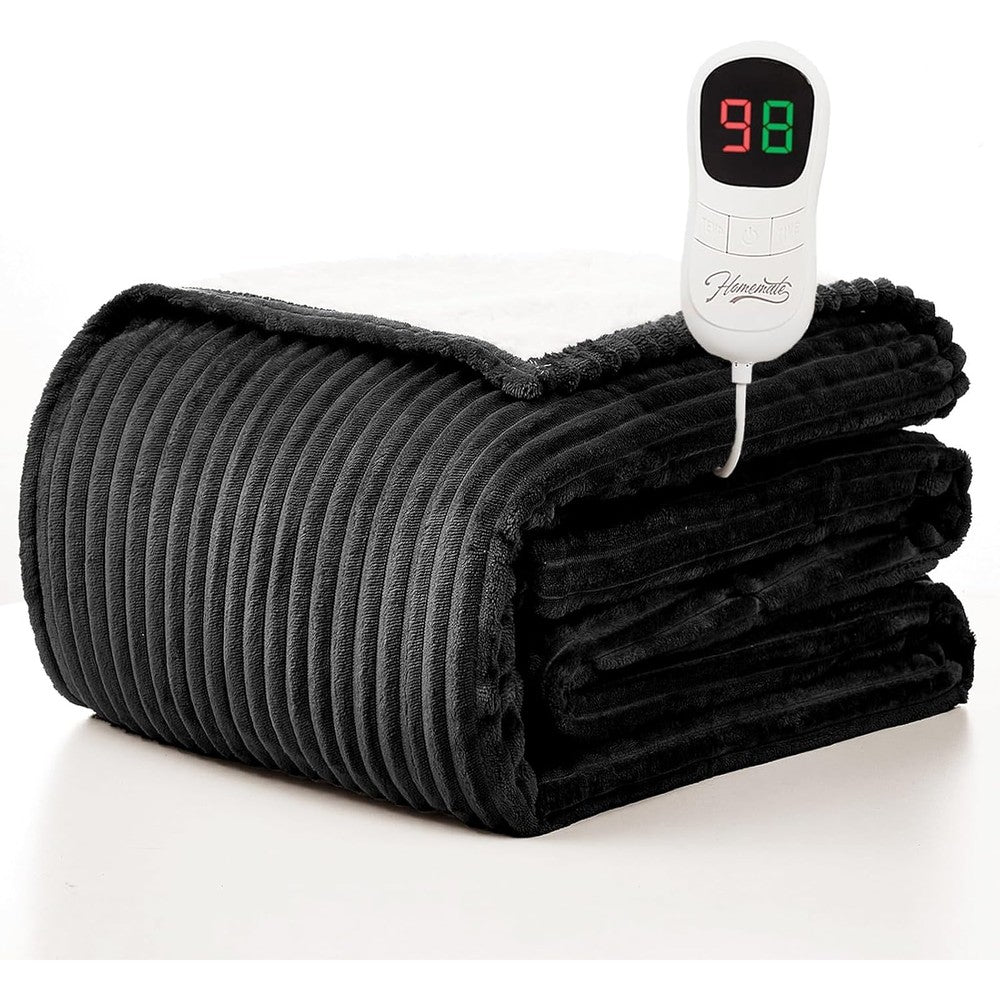 Homemate electric heated throw blanket in grey front view