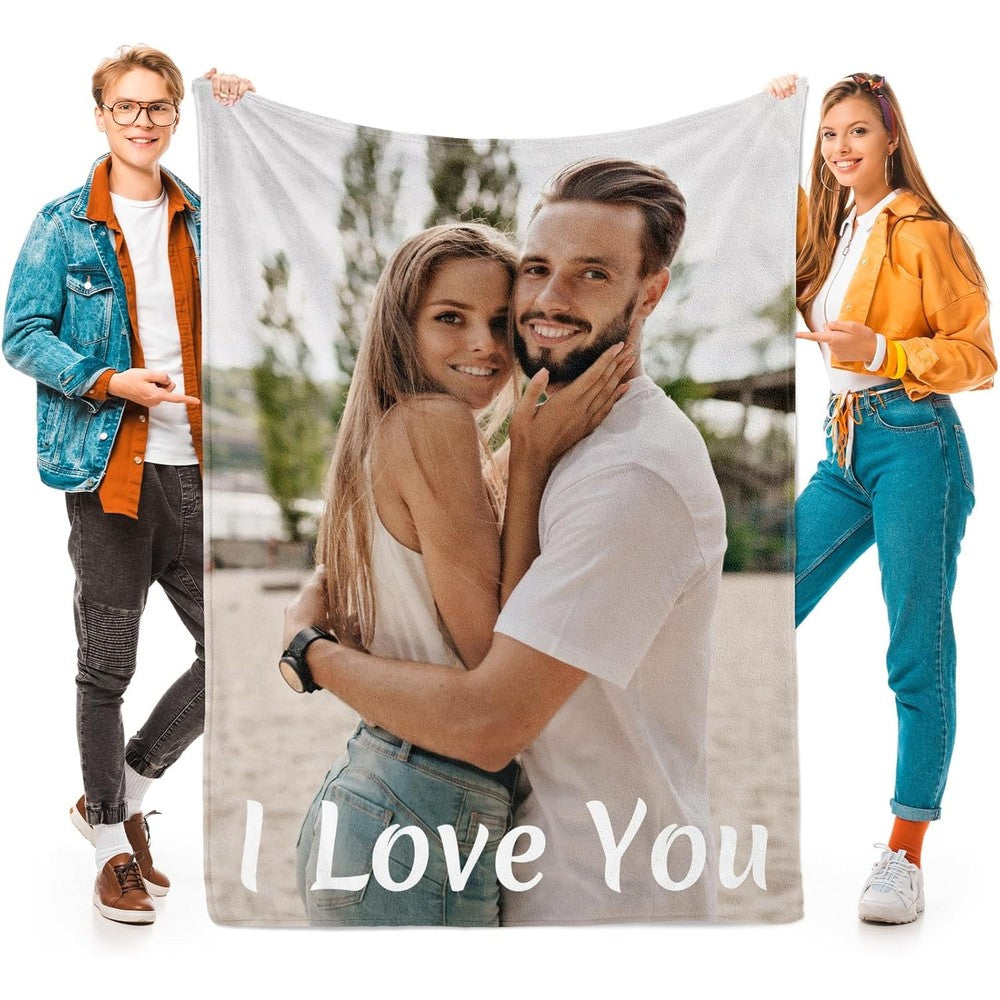 InkArts custom photo blanket featuring a personalized family image